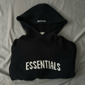 Essentials fear of god black knit hoodie